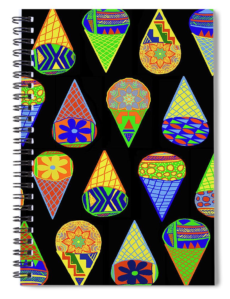 Abstract Ice Cream Cones Spiral Notebook featuring the digital art Super Hero Ice Cream Cones by Vagabond Folk Art - Virginia Vivier