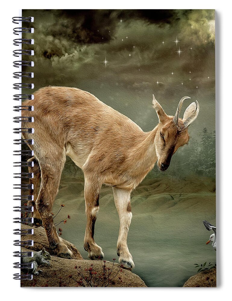 Goat Spiral Notebook featuring the digital art Sure Footed by Maggy Pease