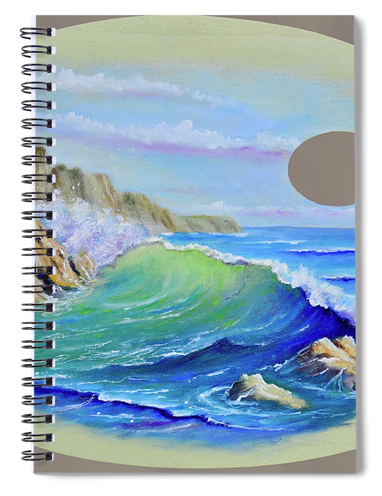 Paint Palette Spiral Notebook featuring the painting Surf and Shore by Mary Scott