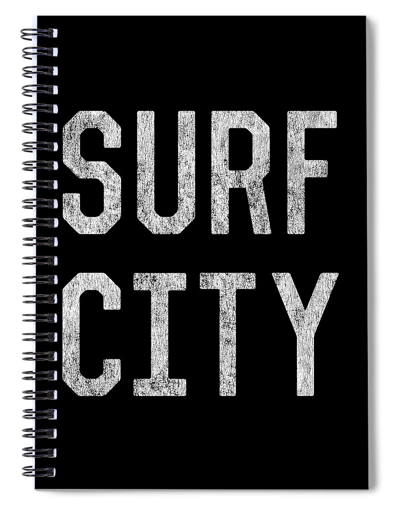 Funny Spiral Notebook featuring the digital art Surf City by Flippin Sweet Gear