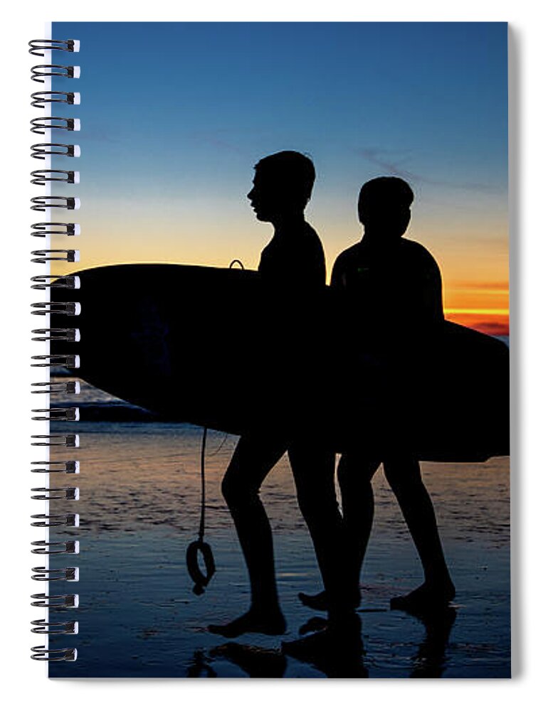 Athlete Spiral Notebook featuring the photograph Surfers' Silhouette by David Levin