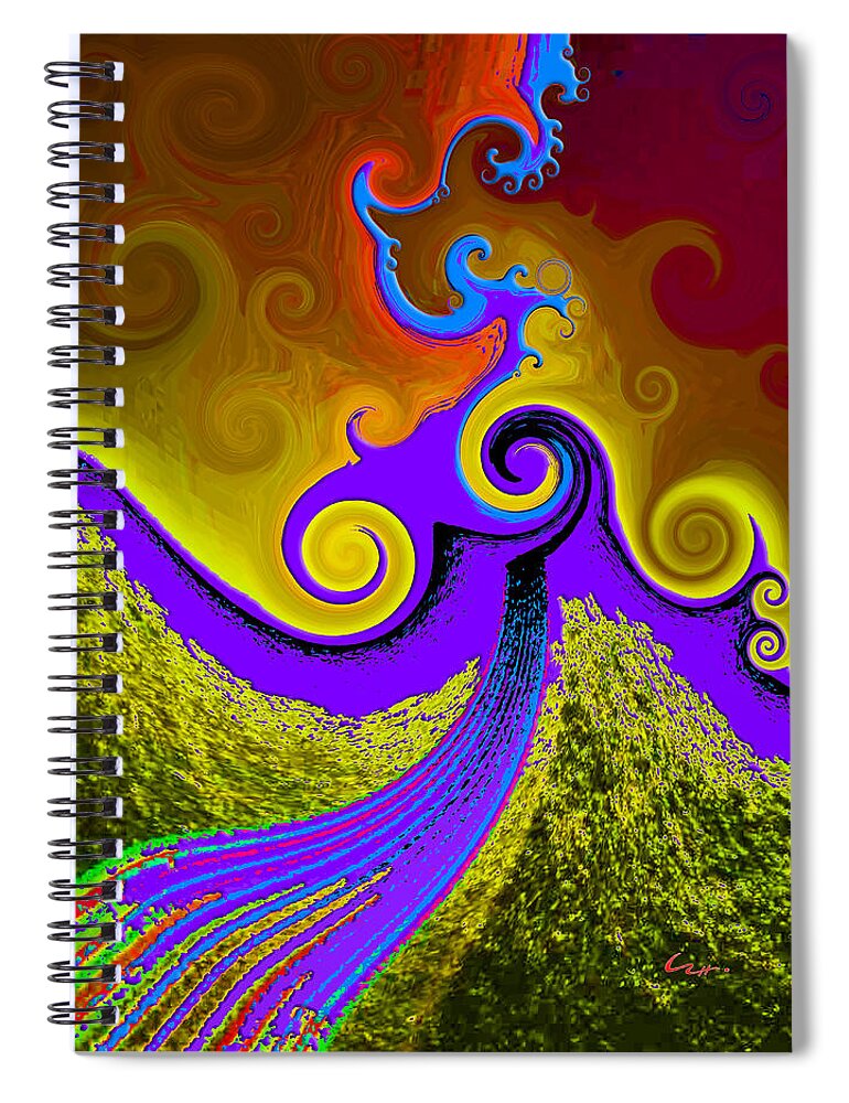 Surfing The Dragon Spiral Notebook featuring the digital art Surfing Reality by Carl Hunter