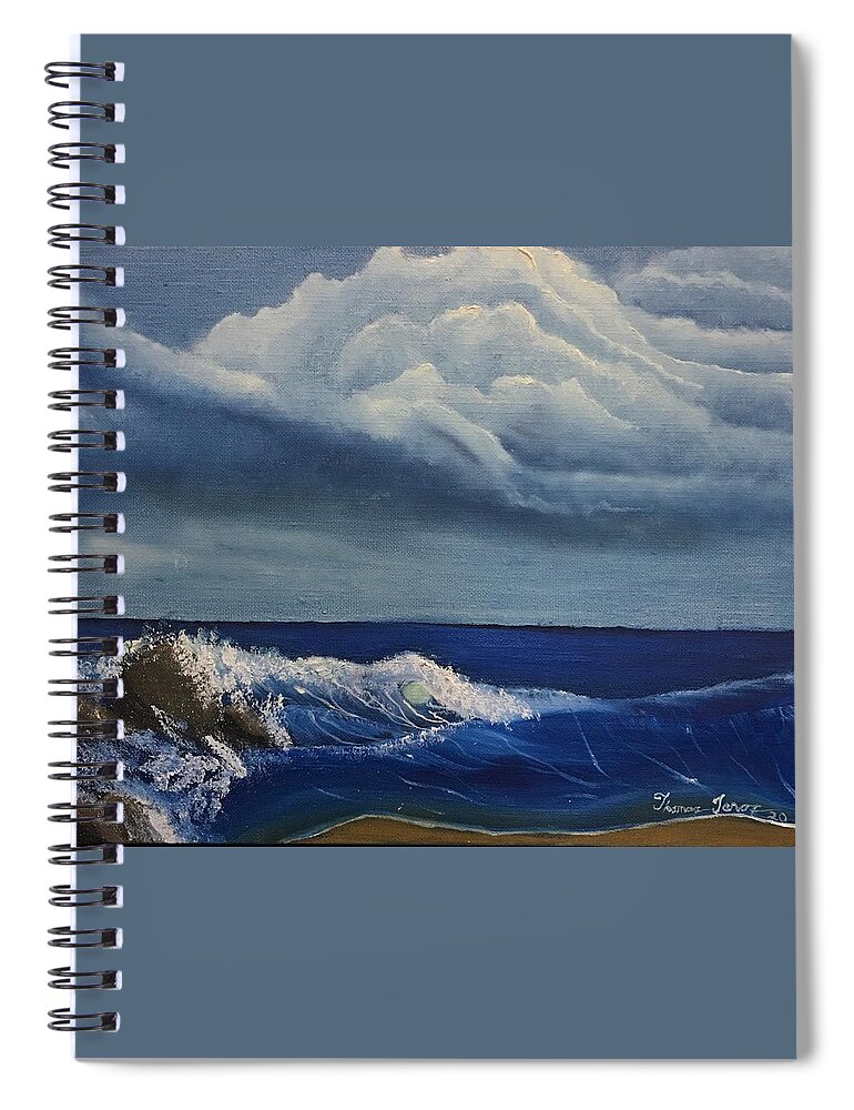 Oil Painting Spiral Notebook featuring the painting Surf's Up by Thomas Janos