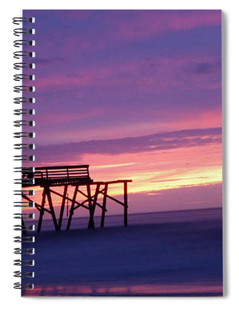 Beach Spiral Notebook featuring the digital art Surfside Pier by Kathleen Illes