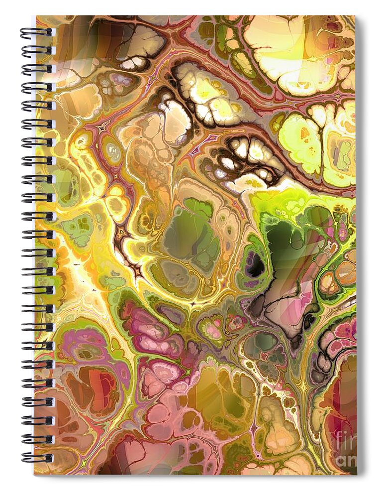 Colorful Spiral Notebook featuring the digital art Suroto - Funky Artistic Colorful Abstract Marble Fluid Digital Art by Sambel Pedes