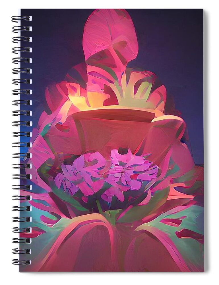  Spiral Notebook featuring the digital art Surreal Flowers by Rod Turner
