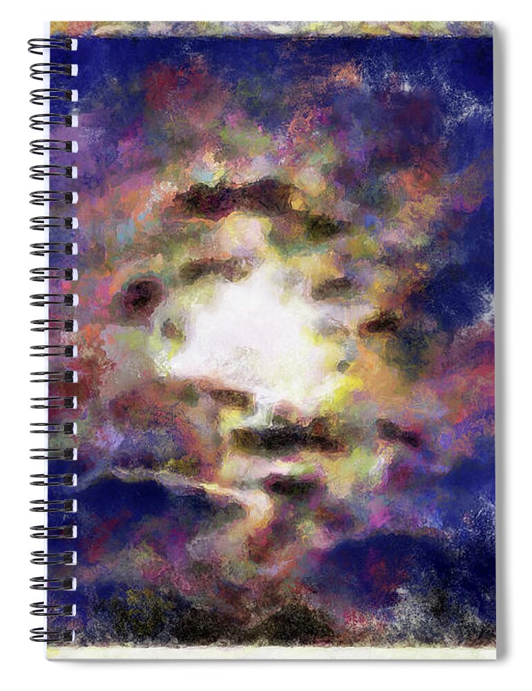 Moon Spiral Notebook featuring the mixed media Surreal Moonscape by Christopher Reed