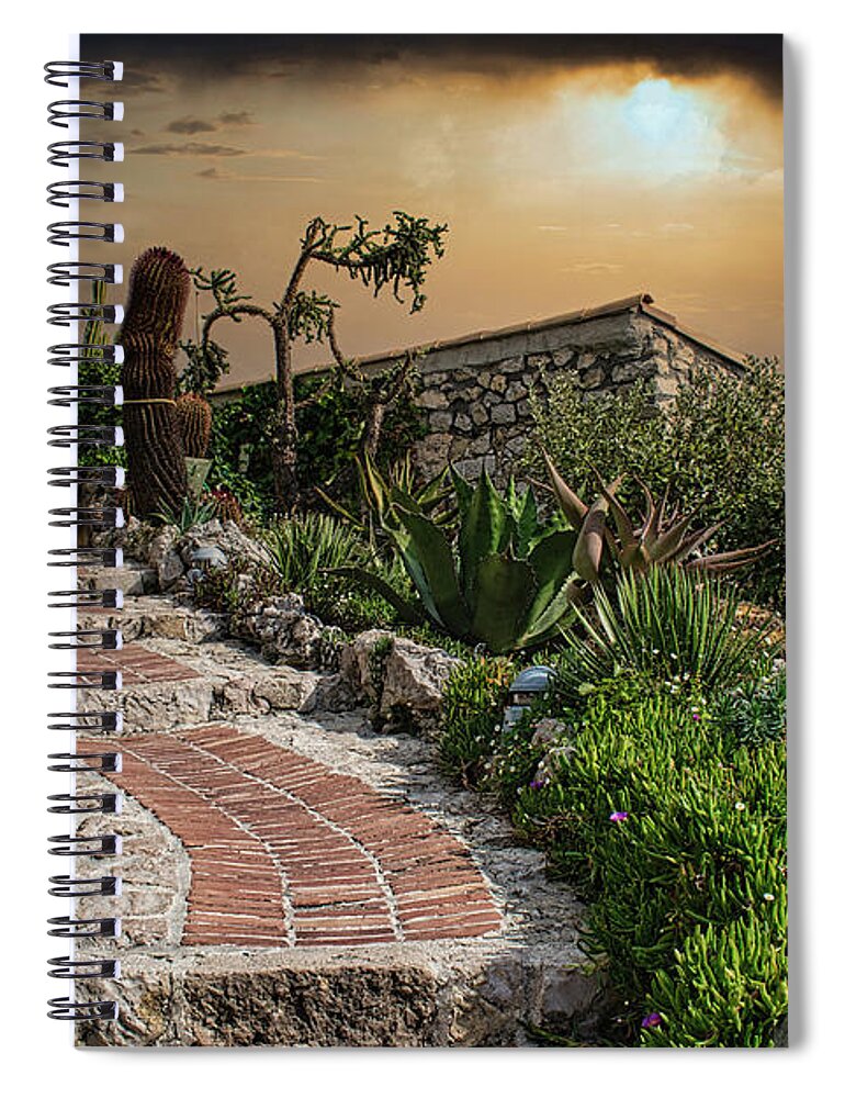 Garden Spiral Notebook featuring the photograph Surreal Sunset on Eze by Portia Olaughlin