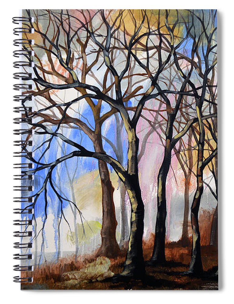 Tree Art Spiral Notebook featuring the painting Surrounded by Friends by Amy Giacomelli