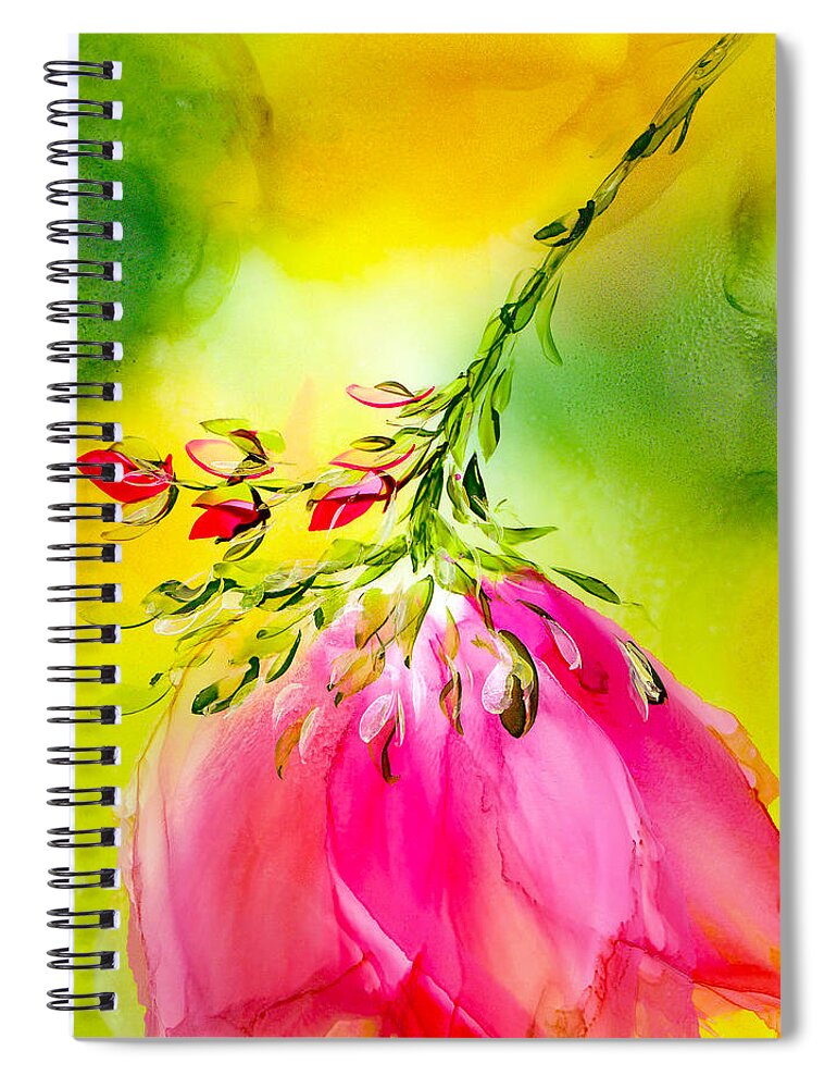 Flower Spiral Notebook featuring the painting Suspended Bloom No.2 by Kimberly Deene Langlois