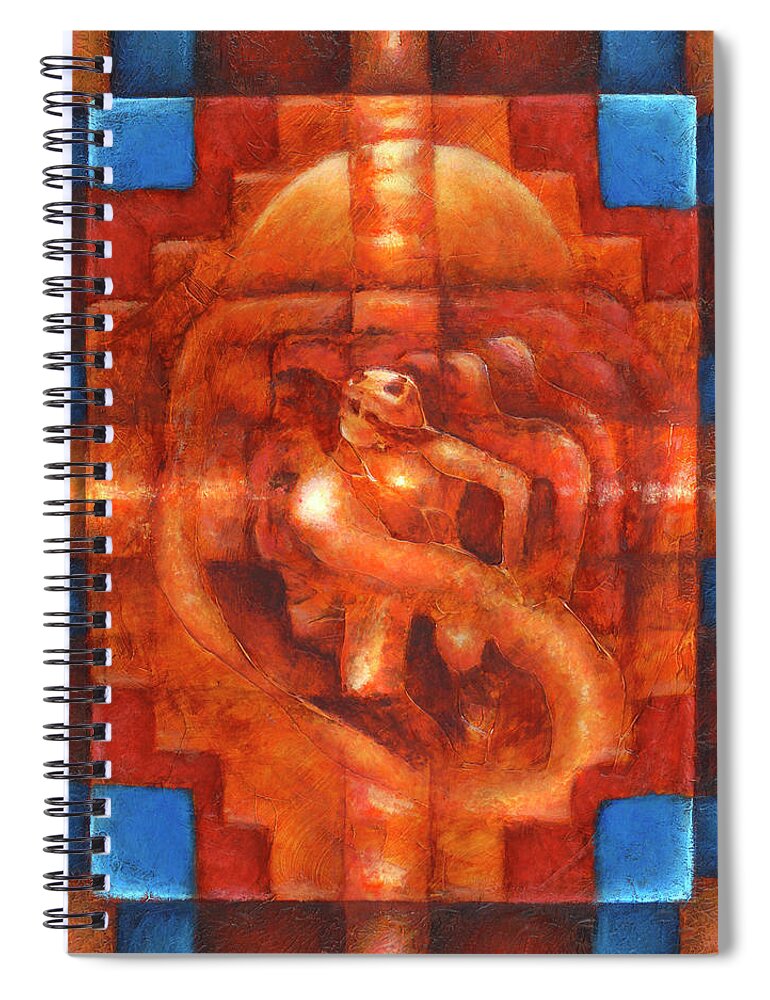 Native American Spiral Notebook featuring the painting Swallowing the Sun by Kevin Chasing Wolf Hutchins