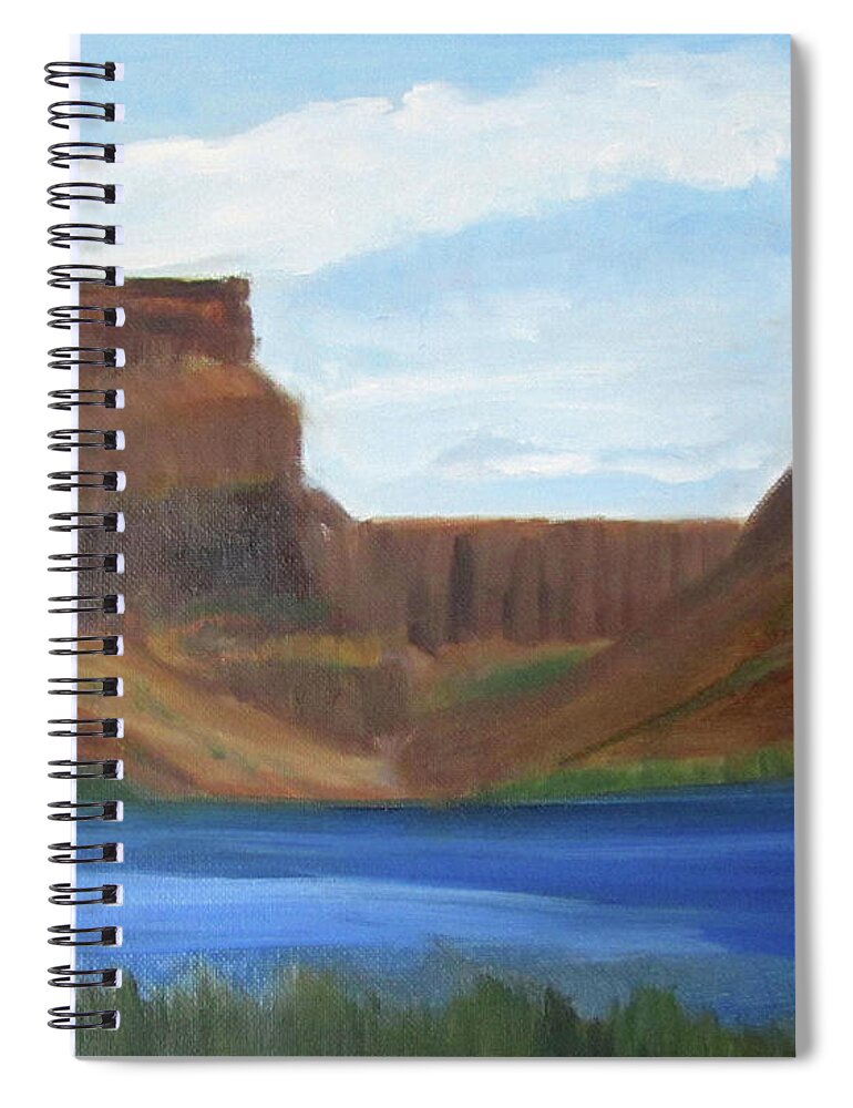 Butte Spiral Notebook featuring the painting Swan Falls Park by Linda Feinberg