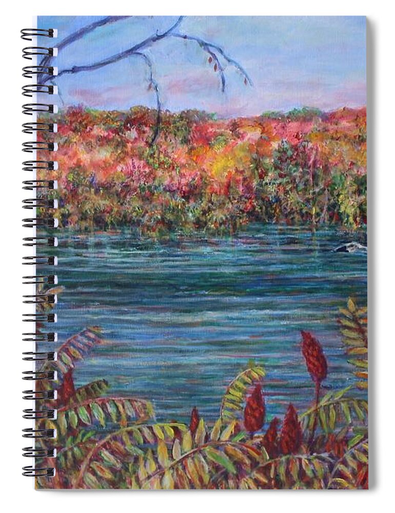 Flying Swan Spiral Notebook featuring the painting Swan Lake by Veronica Cassell vaz