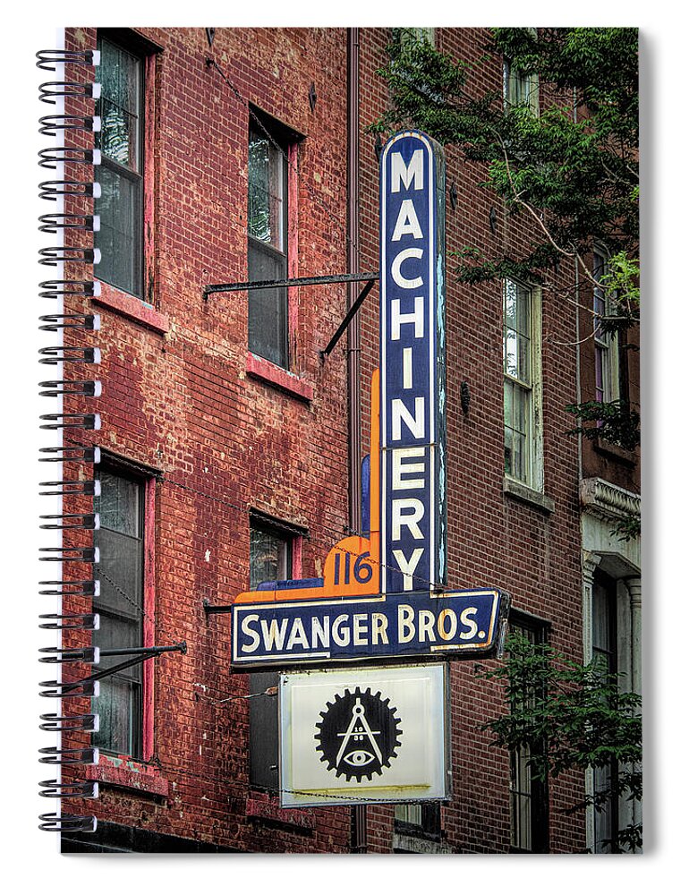 Vintage Spiral Notebook featuring the photograph Swanger Brothers Vintage Sign Philadelphia by Kristia Adams