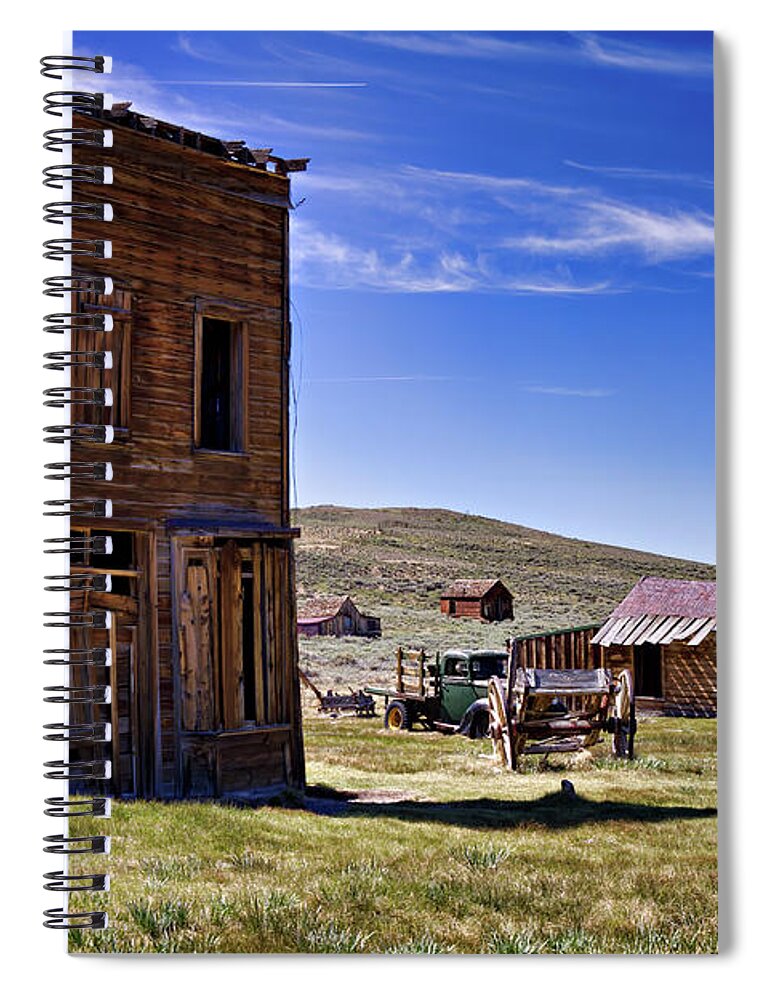 Abandoned Spiral Notebook featuring the photograph Swazey Hotel by Lana Trussell