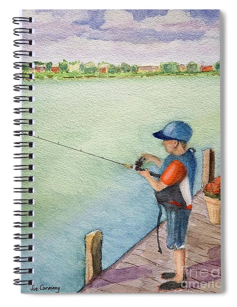Fishing Spiral Notebook featuring the painting Sweet Henry Fishing by Sue Carmony