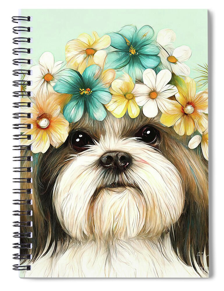 Shih Tzu Spiral Notebook featuring the painting Sweet Shih Tzu by Tina LeCour