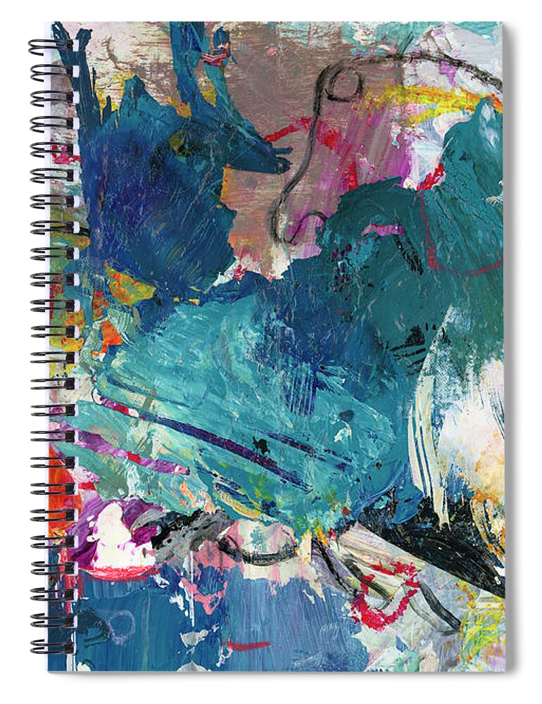 Acrylic Spiral Notebook featuring the painting Swimming the Shallows by Jo-Anne Gazo-McKim