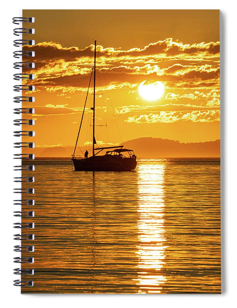 Sailboat Spiral Notebook featuring the photograph Swinging on the Hook by Gary Skiff