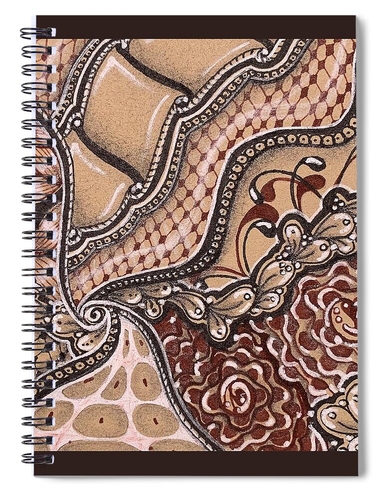Flower Spiral Notebook featuring the drawing Swirl by Brenna Woods