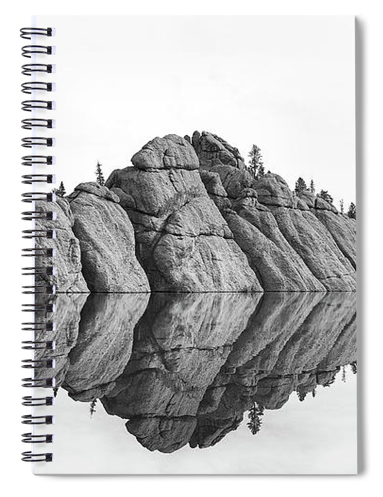 Sylvan Lake Reflections Spiral Notebook featuring the photograph Sylvan Lake Reflections Black And White by Dan Sproul