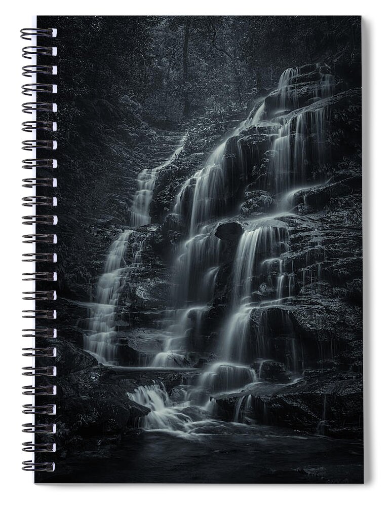 Monochrome Spiral Notebook featuring the photograph Sylvia Falls by Grant Galbraith