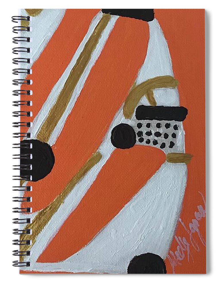 Orange Spiral Notebook featuring the painting Symbolique du Bonheur by Medge Jaspan