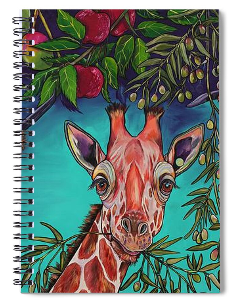 Giraffe Art Spiral Notebook featuring the painting Table For Three Please by Patti Schermerhorn