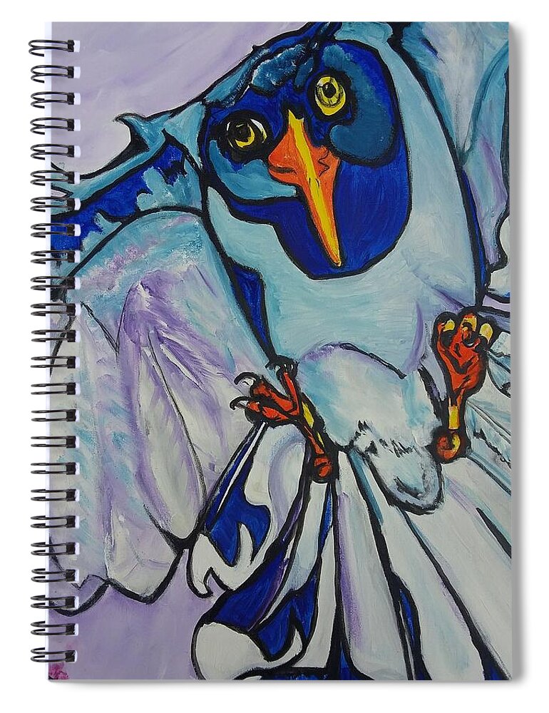 Abstract Spiral Notebook featuring the painting Taiwan Blue Magpie by Greta Gnatek Redzko