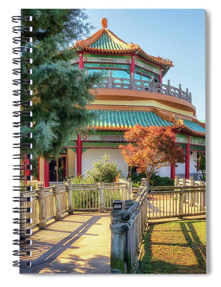 Pagoda Spiral Notebook featuring the photograph Taiwan Friendship Pavillion - Norfolk by Susan Rissi Tregoning