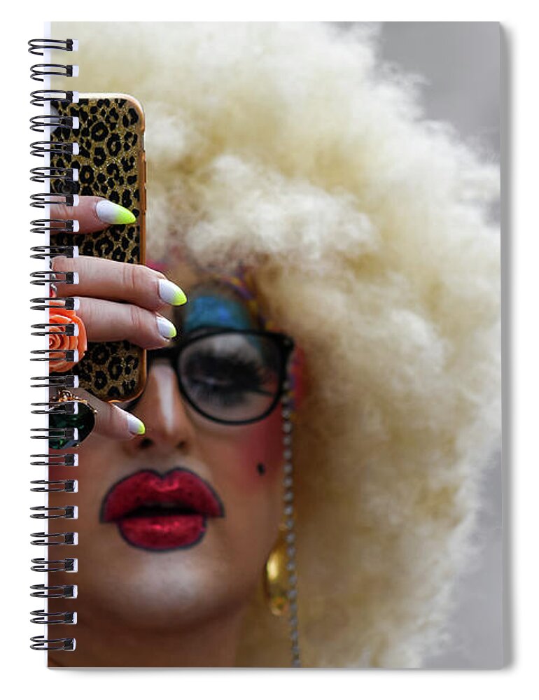 Lgbt Spiral Notebook featuring the photograph Taking a selfie during Pride in London 2019 by Andrew Lalchan