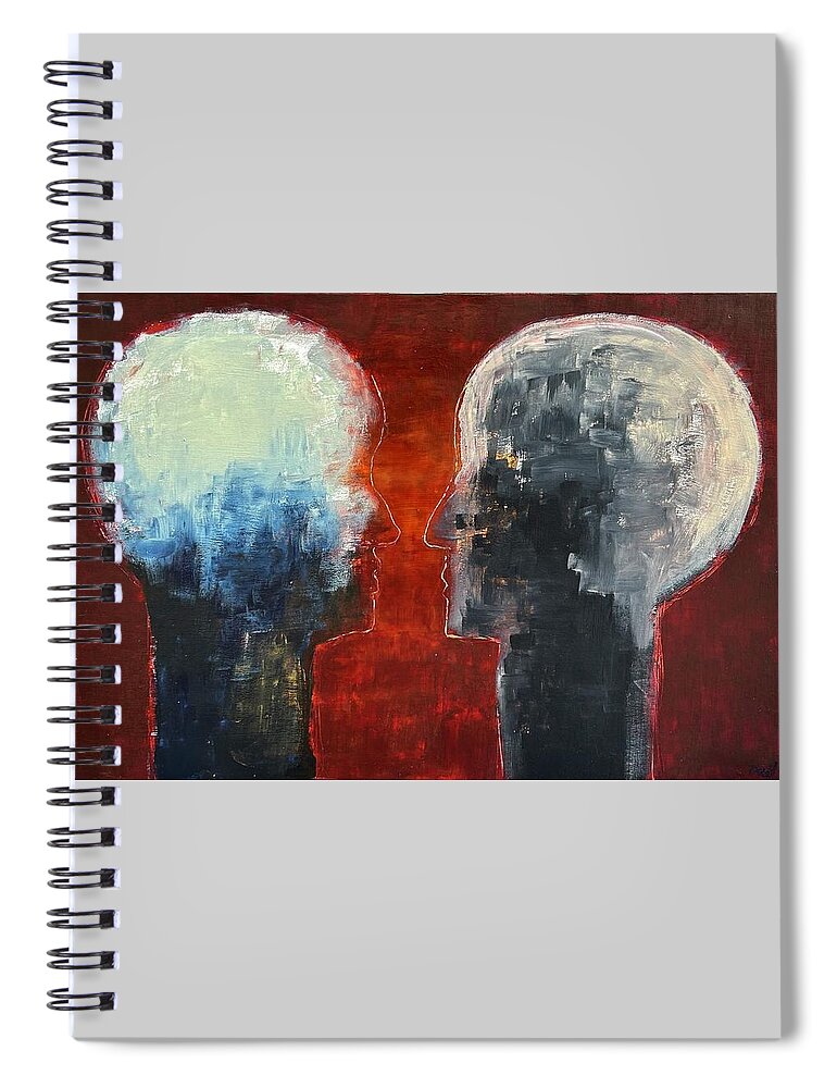 Acrylic. Dry Wall Spiral Notebook featuring the painting Talking Heads by David Euler