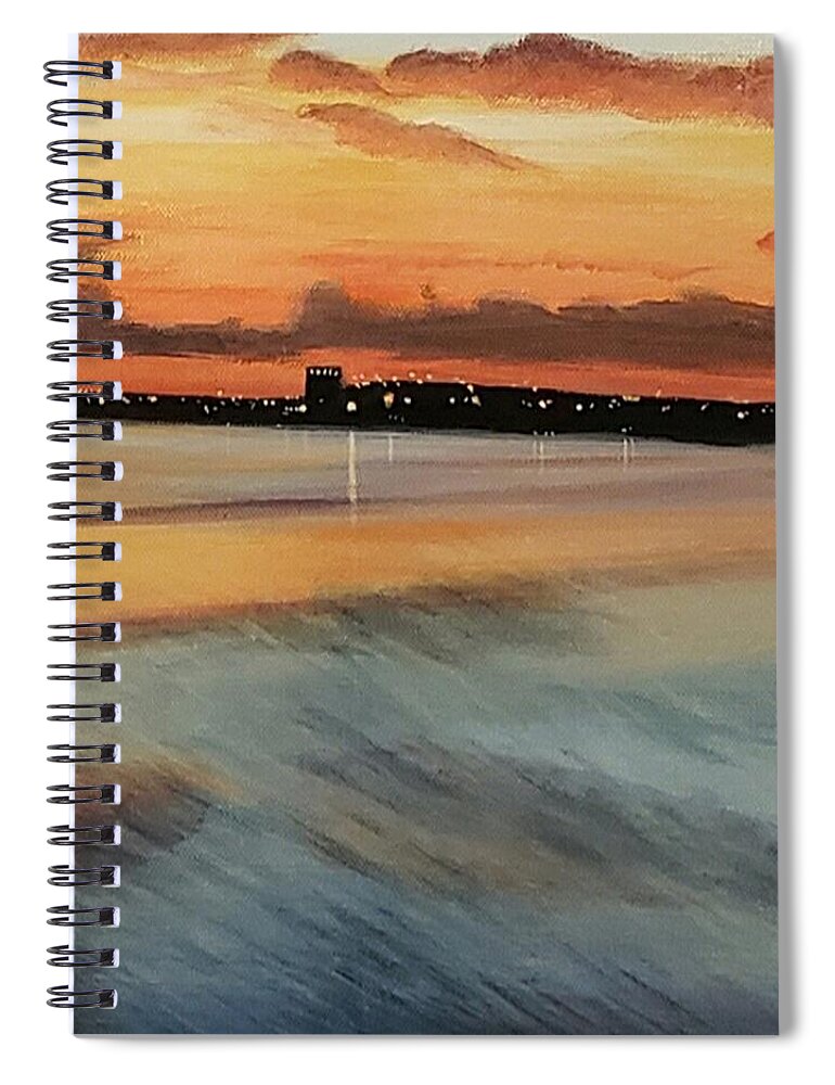 Water Spiral Notebook featuring the painting Tampa Bay Seascape- texture 5 by Alexis King-Glandon