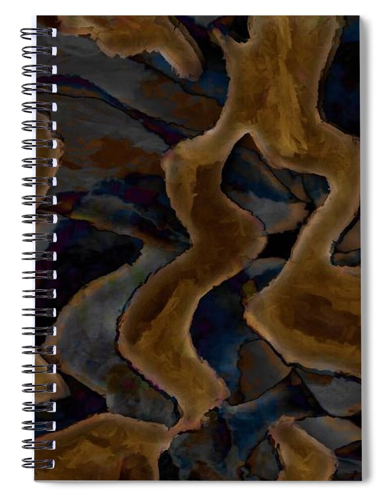 Tan Spiral Notebook featuring the digital art Tan Gray Abstract by Delynn Addams