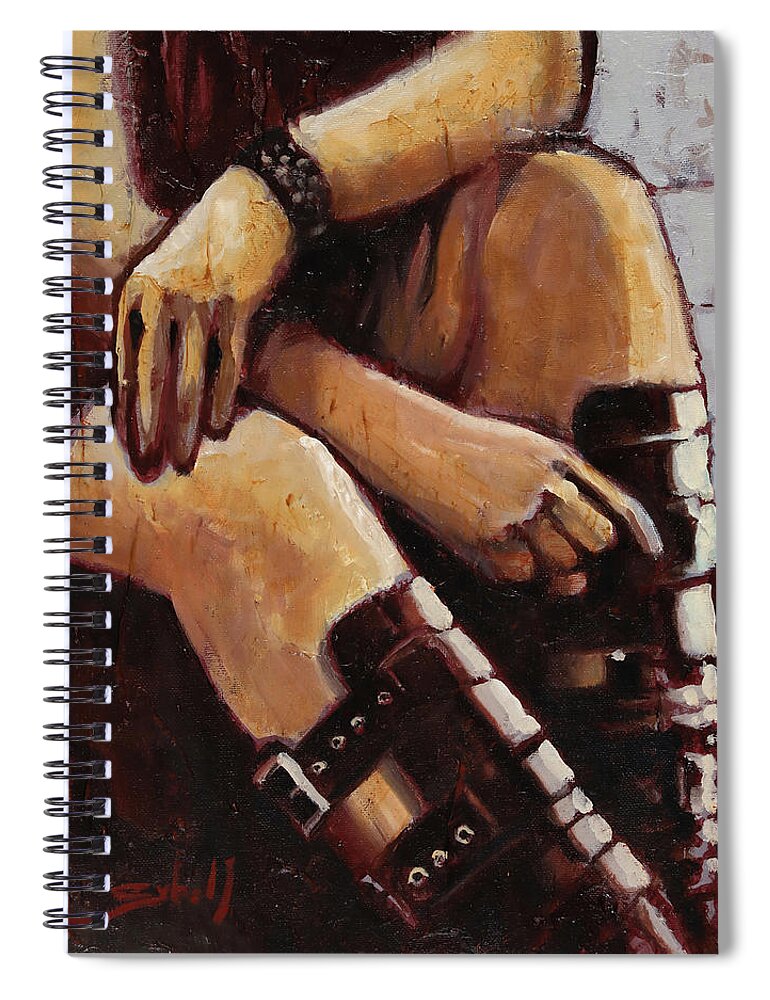 Gothic Spiral Notebook featuring the painting Tangence Centrale by Sv Bell