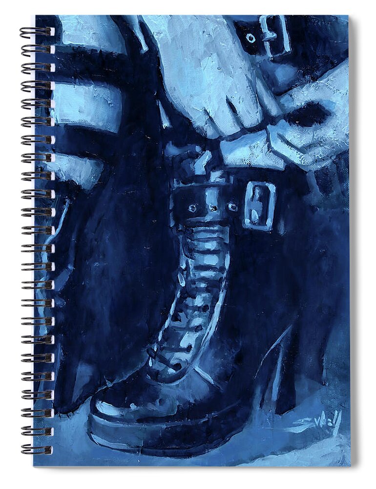 Gothic Spiral Notebook featuring the painting Tangence Variation en bleu by Sv Bell