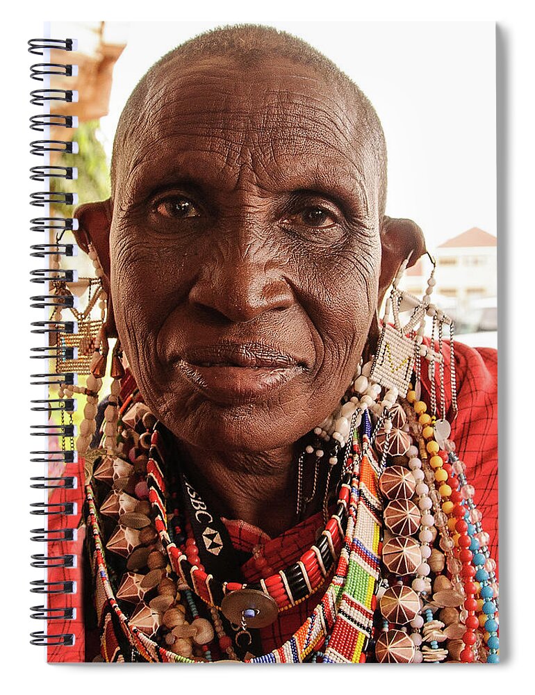 Africa Spiral Notebook featuring the photograph Tanzania Maasai Portrait by Mitchell R Grosky