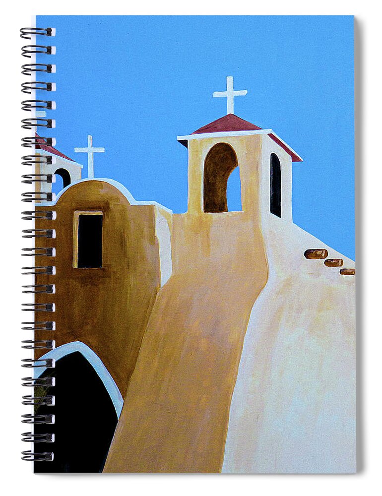 Taos Spiral Notebook featuring the painting Taos Church Bold by Ted Clifton
