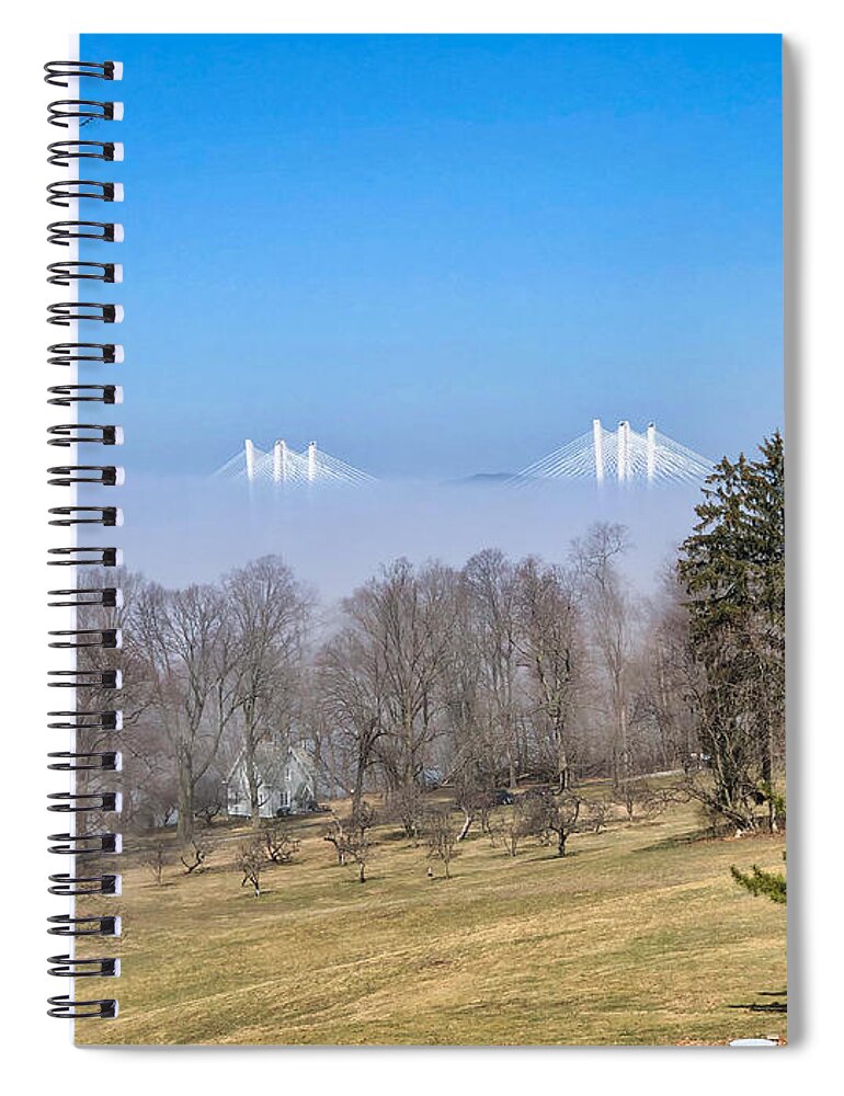 Sky Spiral Notebook featuring the photograph Tappan Zee Bridge Fog and Eagle by Russ Considine