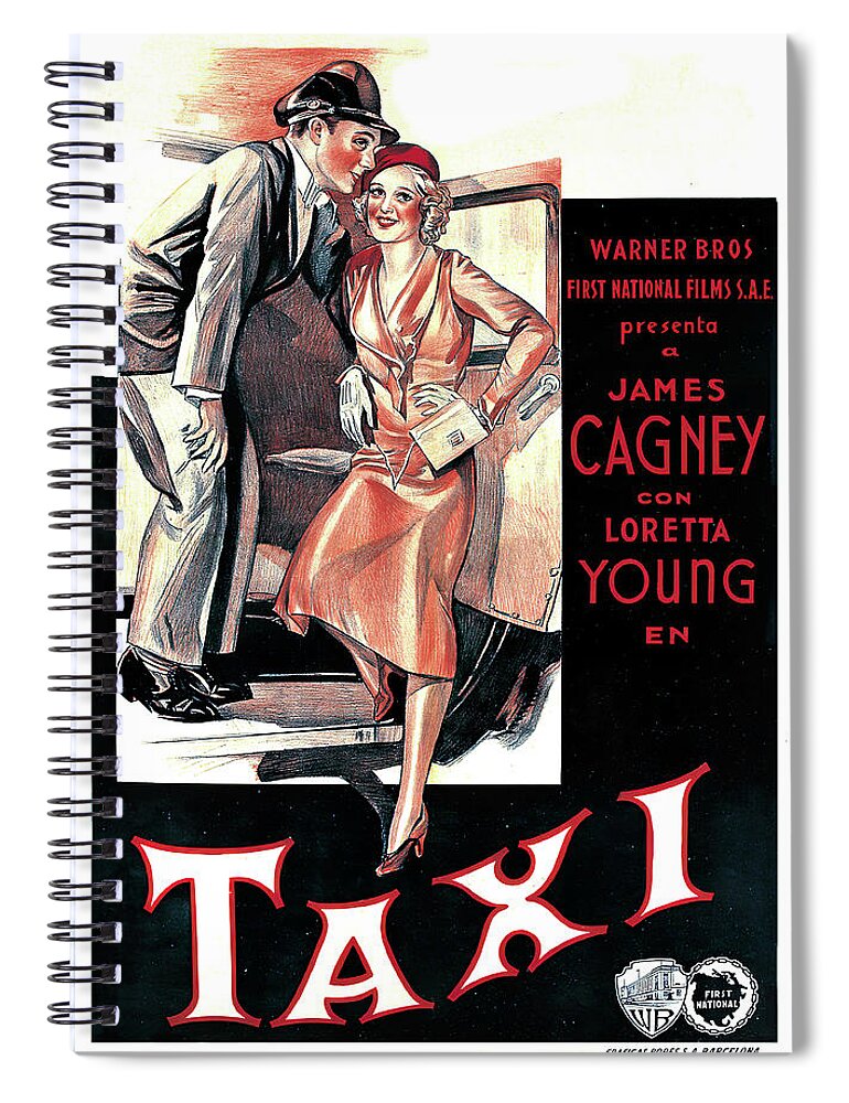 Taxi Spiral Notebook featuring the mixed media ''Taxi'', 1932 by Movie World Posters