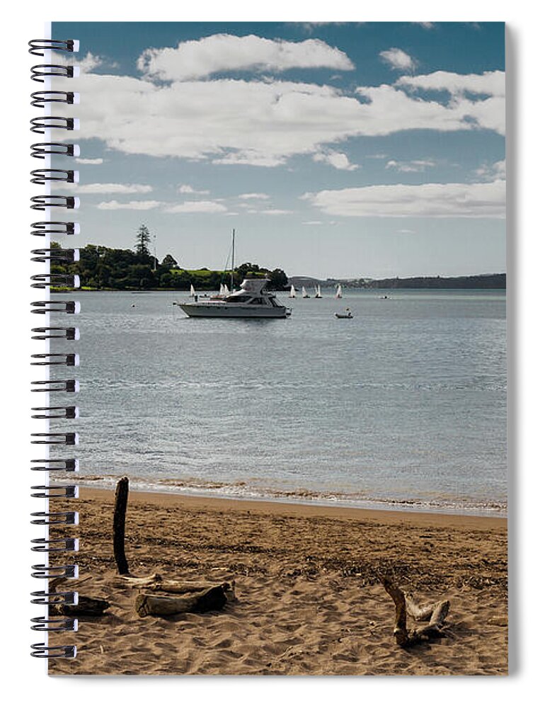 Waitangi Spiral Notebook featuring the photograph Te Ti Beach, Waitangi, Bay of Islands, New Zealand by Elaine Teague