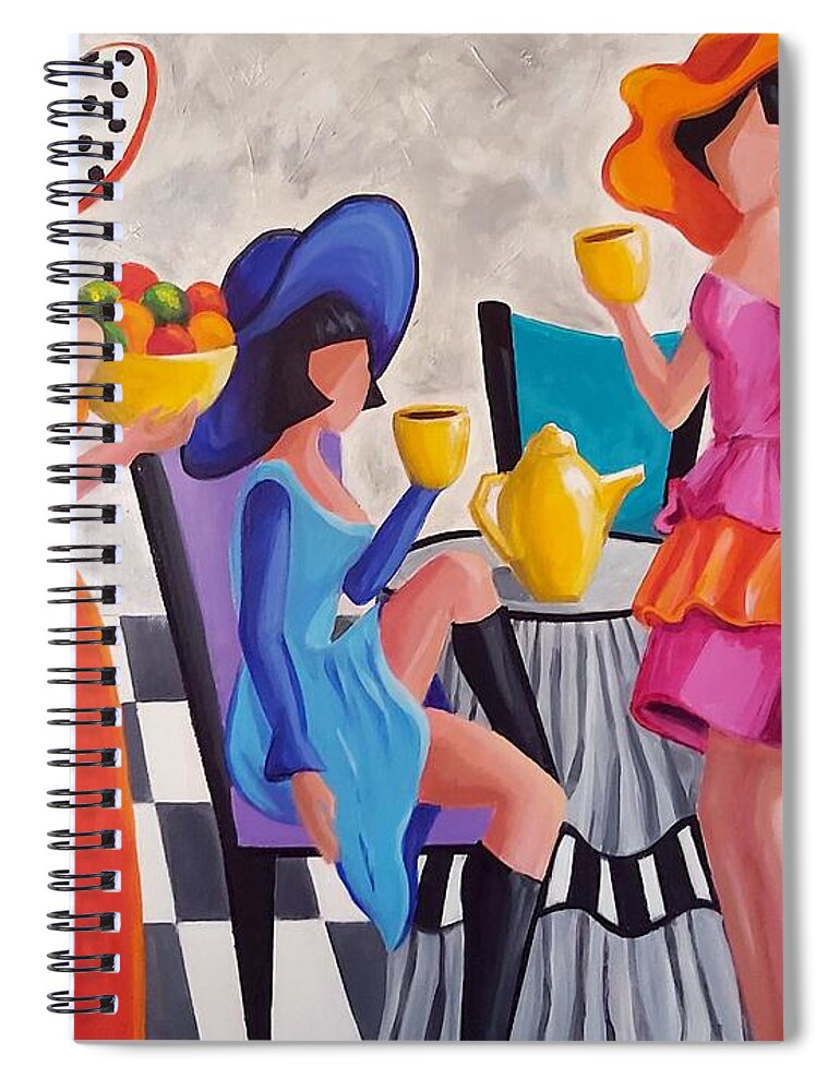 Figurative Spiral Notebook featuring the painting Tea For Three by Rosie Sherman