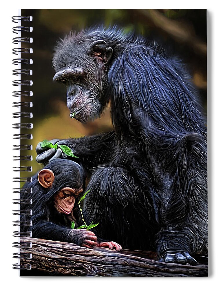Chimpanzee Spiral Notebook featuring the digital art Teach Your Children Well by Brad Barton