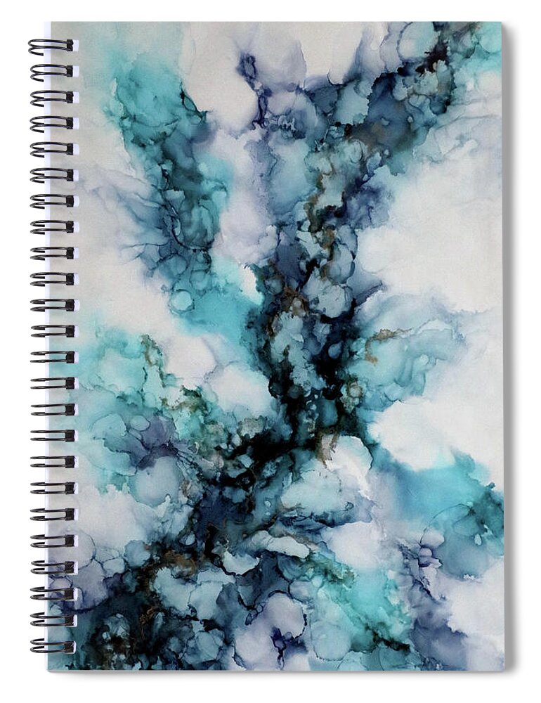 Teal Spiral Notebook featuring the painting Teal Abstract by Judith Rowe
