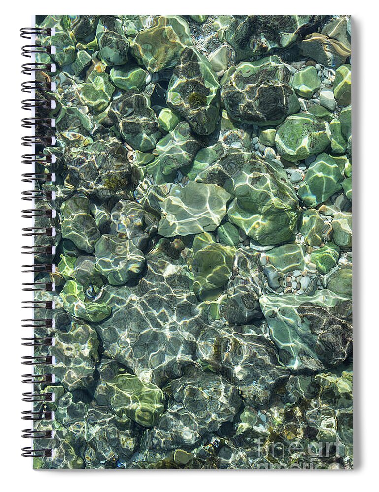 Sea Water Spiral Notebook featuring the photograph Teal sea water and reflections of sunlight by Adriana Mueller