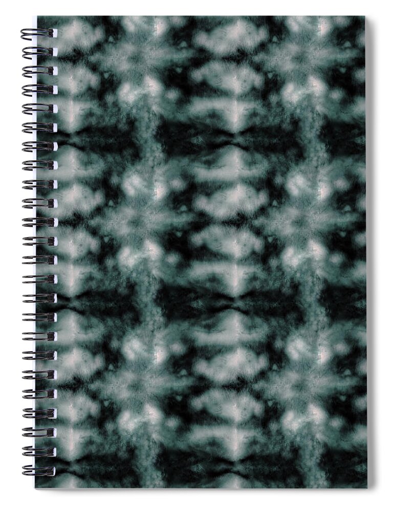 Shibori Spiral Notebook featuring the digital art Teal Shibori Dyed Pattern by Sand And Chi