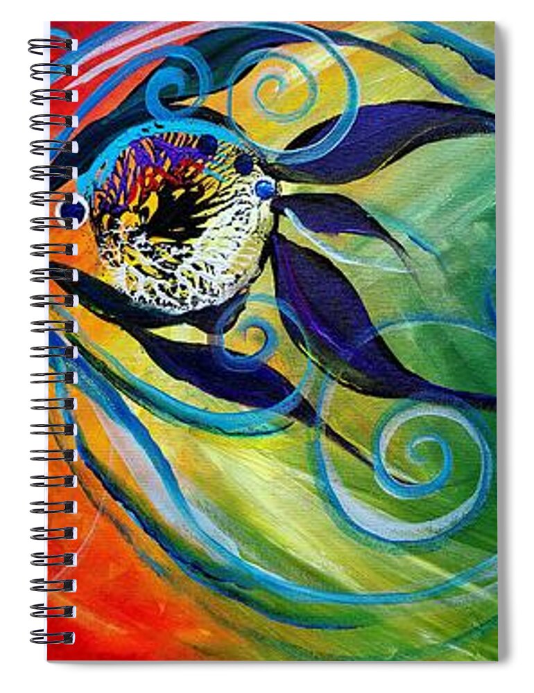 Fish Spiral Notebook featuring the painting Teal Wake,Three on a Take by J Vincent Scarpace