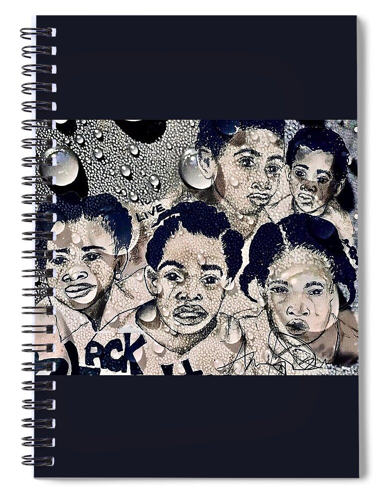  Spiral Notebook featuring the mixed media Tears by Angie ONeal