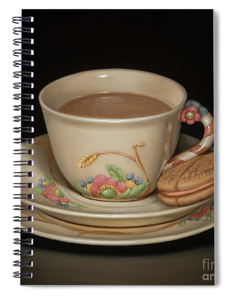 Still Spiral Notebook featuring the painting Teascape with Orange Slice by Catherine Abel
