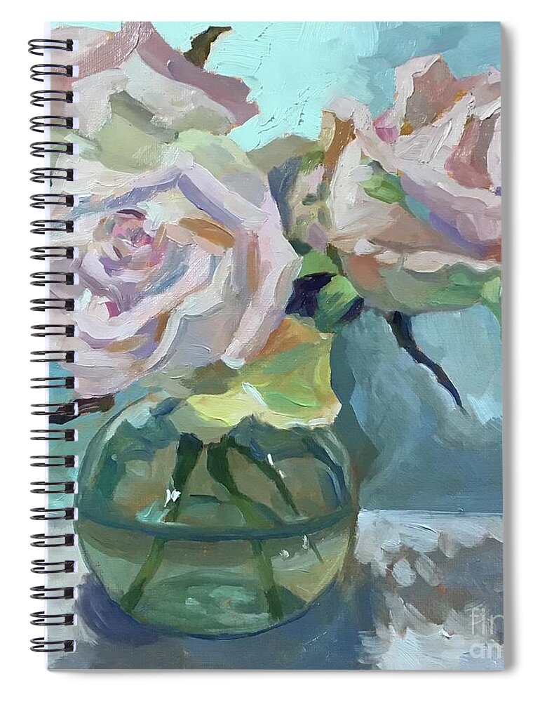 Roses Spiral Notebook featuring the painting Teddis Roses by Anne Marie Brown